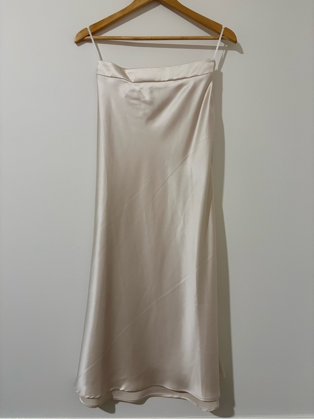 Commense Champagne Satin Maxi Skirt & Crop Top Set Size S NWT
